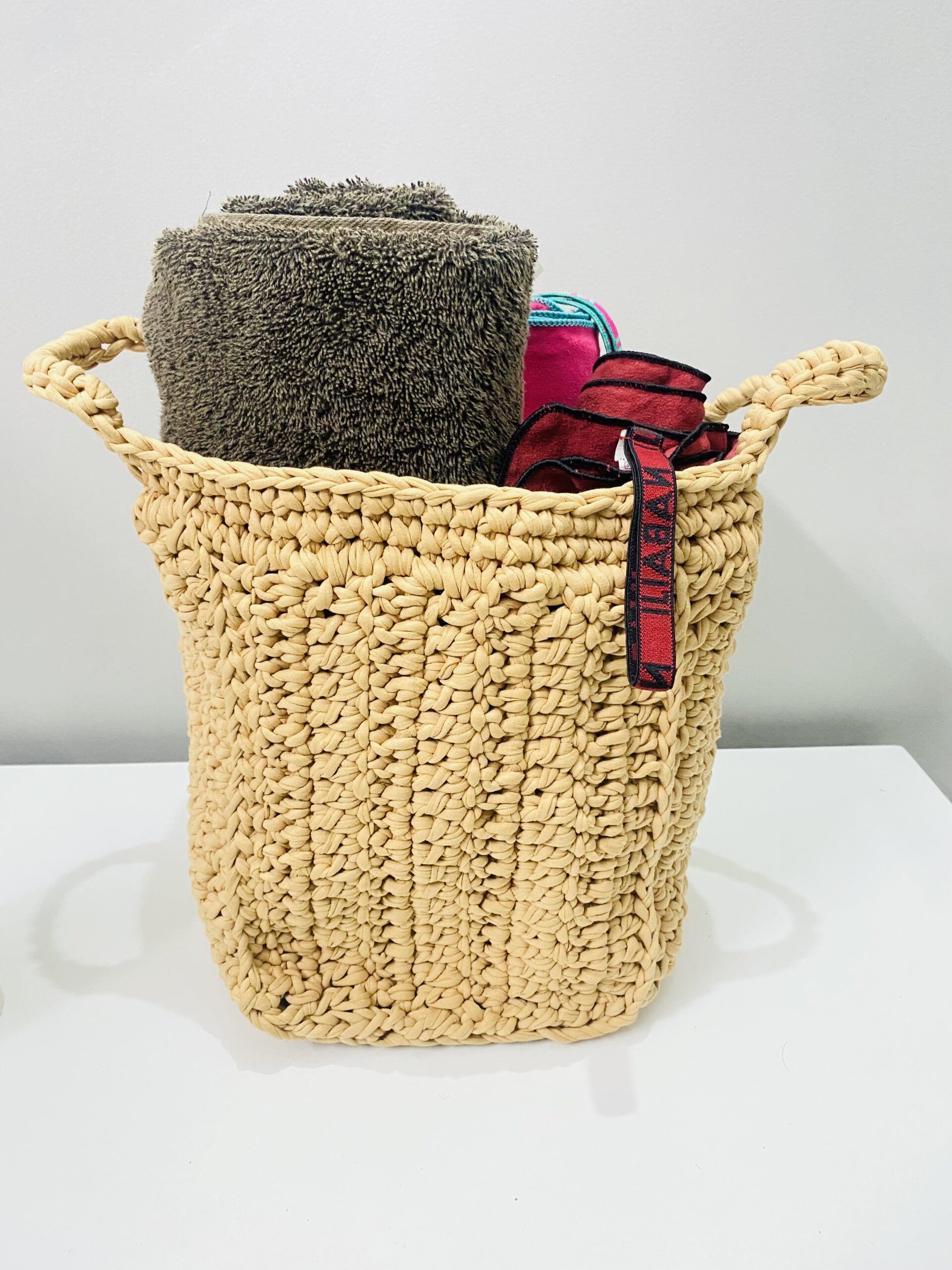 Cotton Handknit Storage Basket 