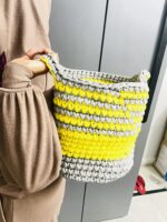 Cotton Knitted Basket, Storage Organizer Big Crochet Basket