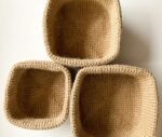 Classic stacking jute baskets for smaller items in and ideal sizes for small house plants and books
