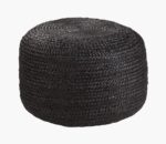 Wide Round Pouf Ottoman Black-4