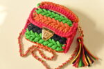Colorful Cotton Hand Knitted Sling Handbag for Women