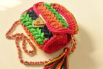 Colorful Cotton Hand Knitted Sling Handbag for Women