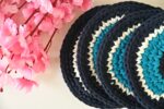Trendy Cotton Cup Coaster Dining Table Placement Set Of 4 Black and Blue in Mumbai