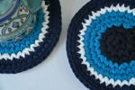 Trendy Cotton Cup Coaster Dining Table Placement Set Of 4 Black and Blue in Bengaluru
