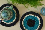 Trendy Cotton Cup Coaster Dining Table Placement Set Of 4 Black and Blue in Delhi