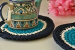 Trendy Cotton Cup Coaster Dining Table Placement Set Of 4 Black and Blue in Kolkata