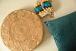 Buy Online Round Jute Floor Cushion Pouf Ottoman Beige in India
