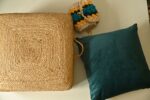 Buy Online Square Jute Floor Cushion Pouf Ottoman Beige in India