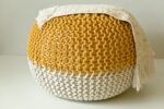 Buy online in India Wide Round Handknitted Ottoman Pouf made from Cotton
