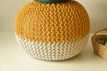 Buy online in India Wide Round Handknitted Ottoman Pouf made from Cotton