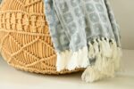 Buy Online Wide Round Macramé Hand Knitted Ottoman Pouf Cotton in India