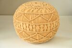 Buy Online Wide Round Macramé Hand Knitted Ottoman Pouf Cotton in India
