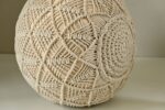 Buy Online Wide Round Macramé Hand Knitted Ottoman Pouf Cotton Ivory in Bengaluru
