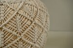 Buy Online Wide Round Macramé Hand Knitted Ottoman Pouf Cotton Ivory in India