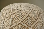 Buy Online Wide Round Macramé Hand Knitted Ottoman Pouf Cotton Ivory in India