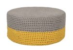 Wide Round Pouf Ottoman Footrest Hosiery Cotton in yellow and grey buy online in bengaluru