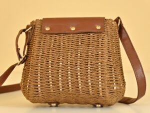 Casual Women Brown Round Summer Shoulder Woven Sling Bag For Women