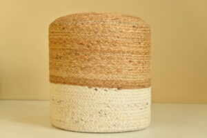 Unique Handmade Jute Ottoman Grey and Beige Pouffe for Sitting (1)
