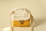 Crochet Yellow & White Handbag for Ladies Cross Stitch T-Shirt Yarn