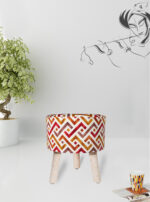 printed ottoman wooden pouffe stool for living room